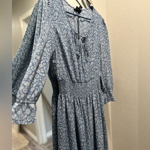 Blue and white midi dress